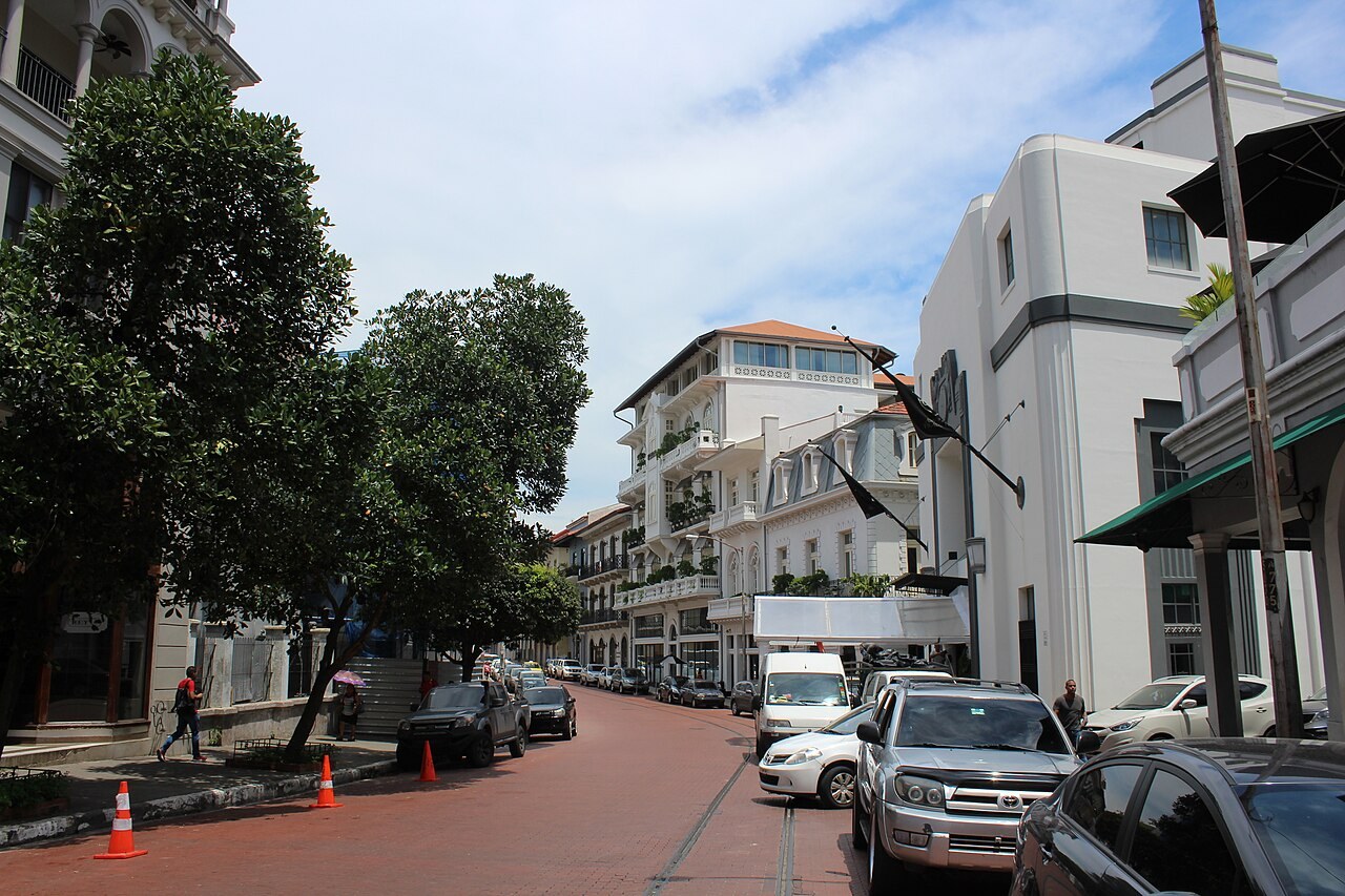 Federico Suárez - Avenida Central lined with restored colonial buildings in the Casco Antiguo, Panama City