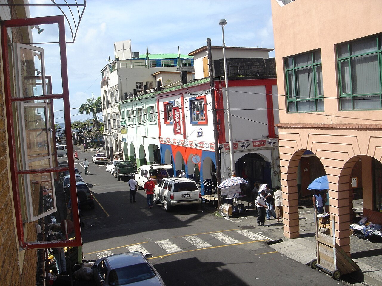 St. Vincent election petition - A street with arcaded buildings in central Kingstown, St. Vincent