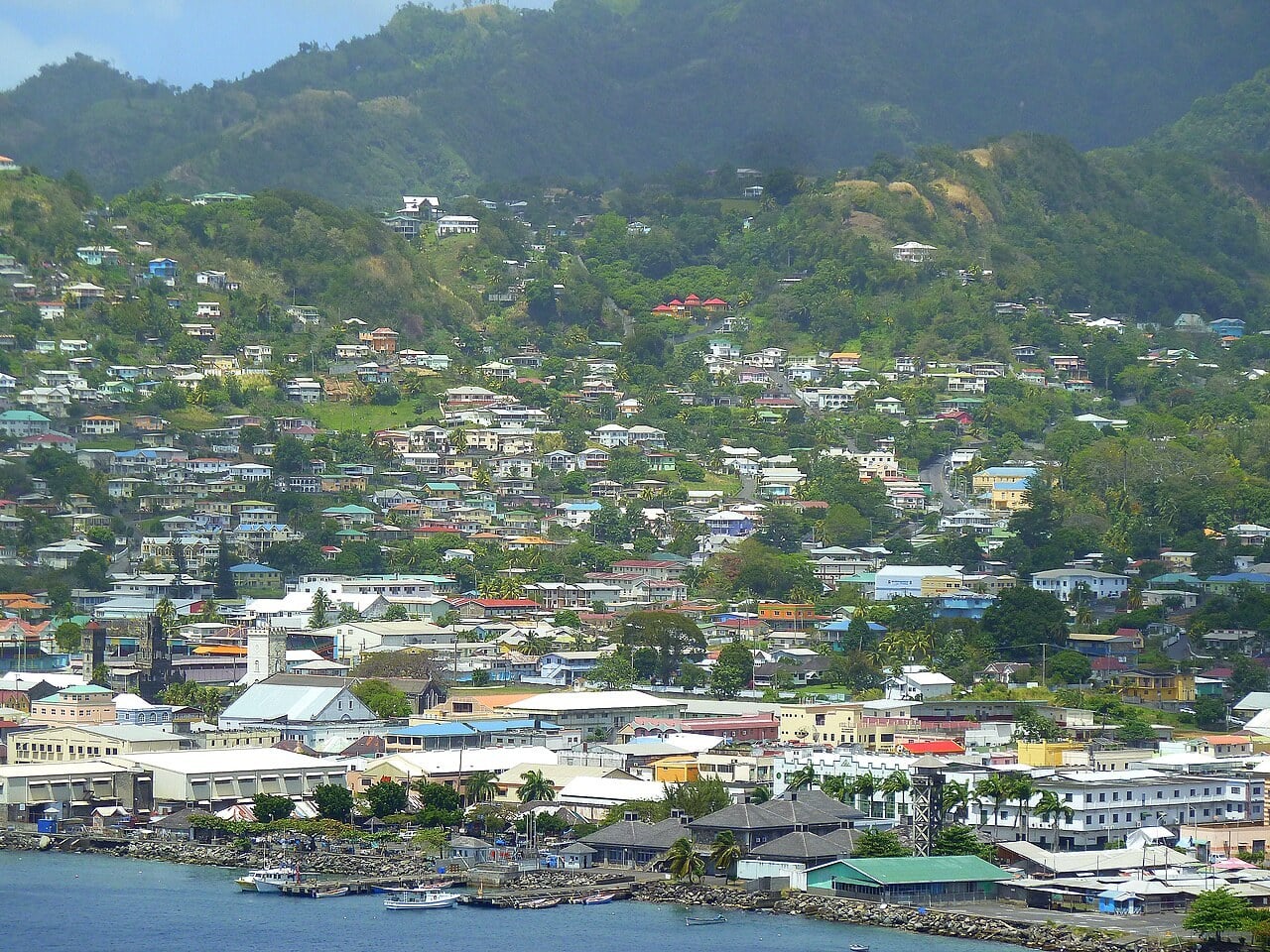 St. Vincent election petition - Kingstown's harbour and hillside houses on St. Vincent