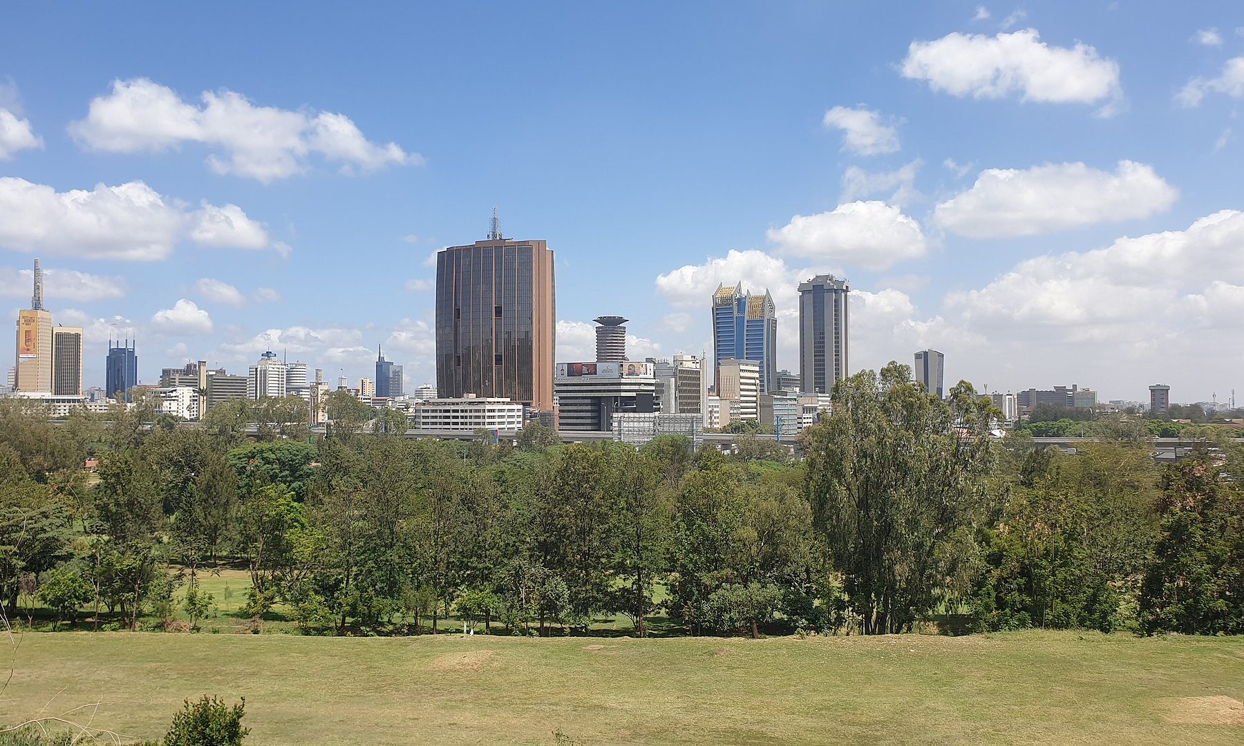The central business district skyline of Nairobi, Kenya.