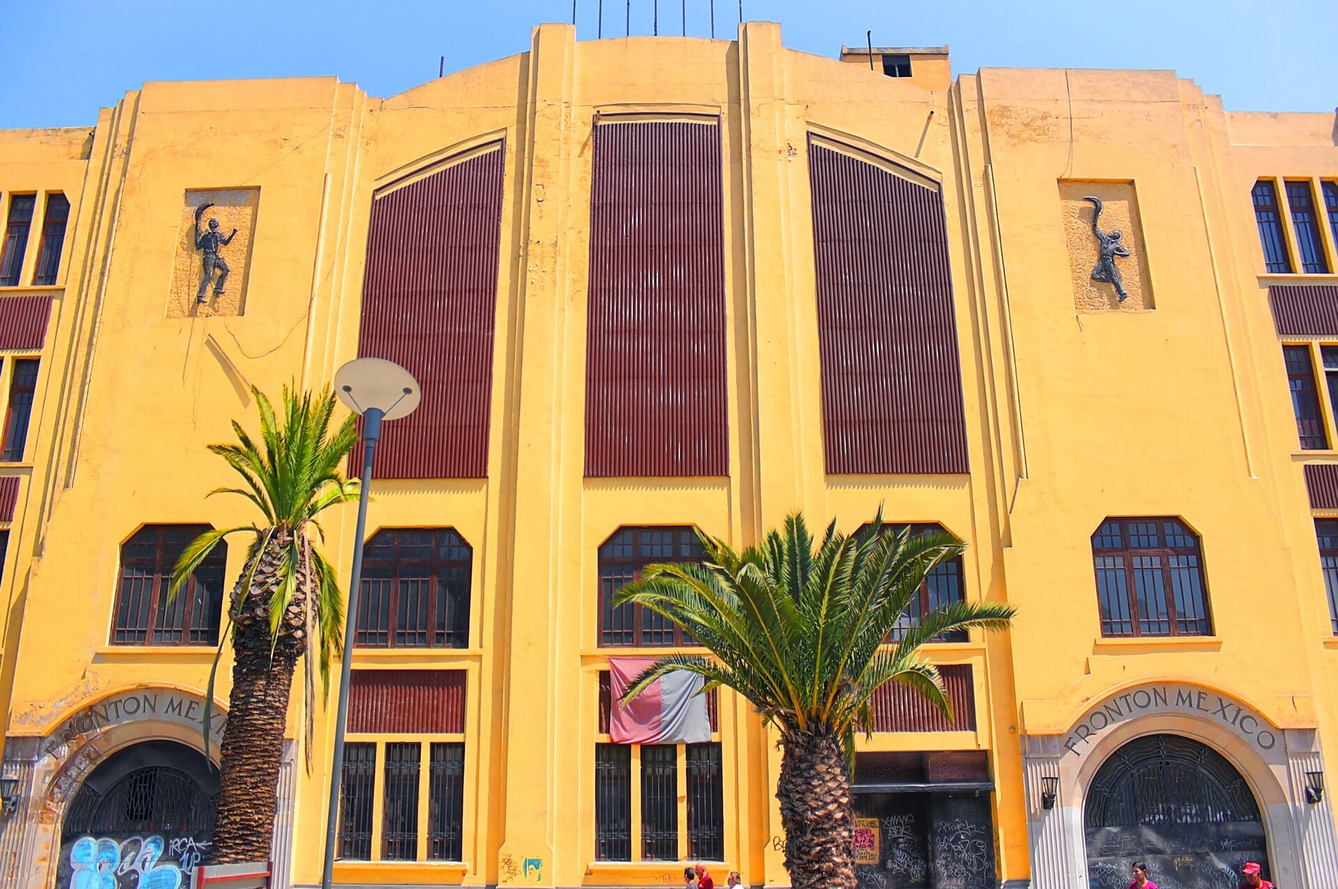 A fronton ball court building in central Mexico City