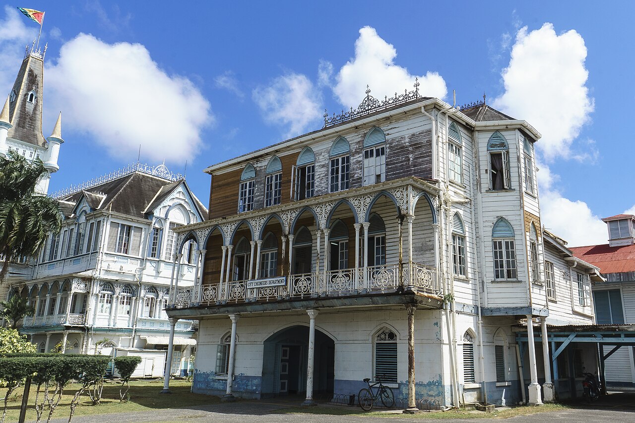 Healthcare in Guyana 2026 — a colonial-era public building in Georgetown