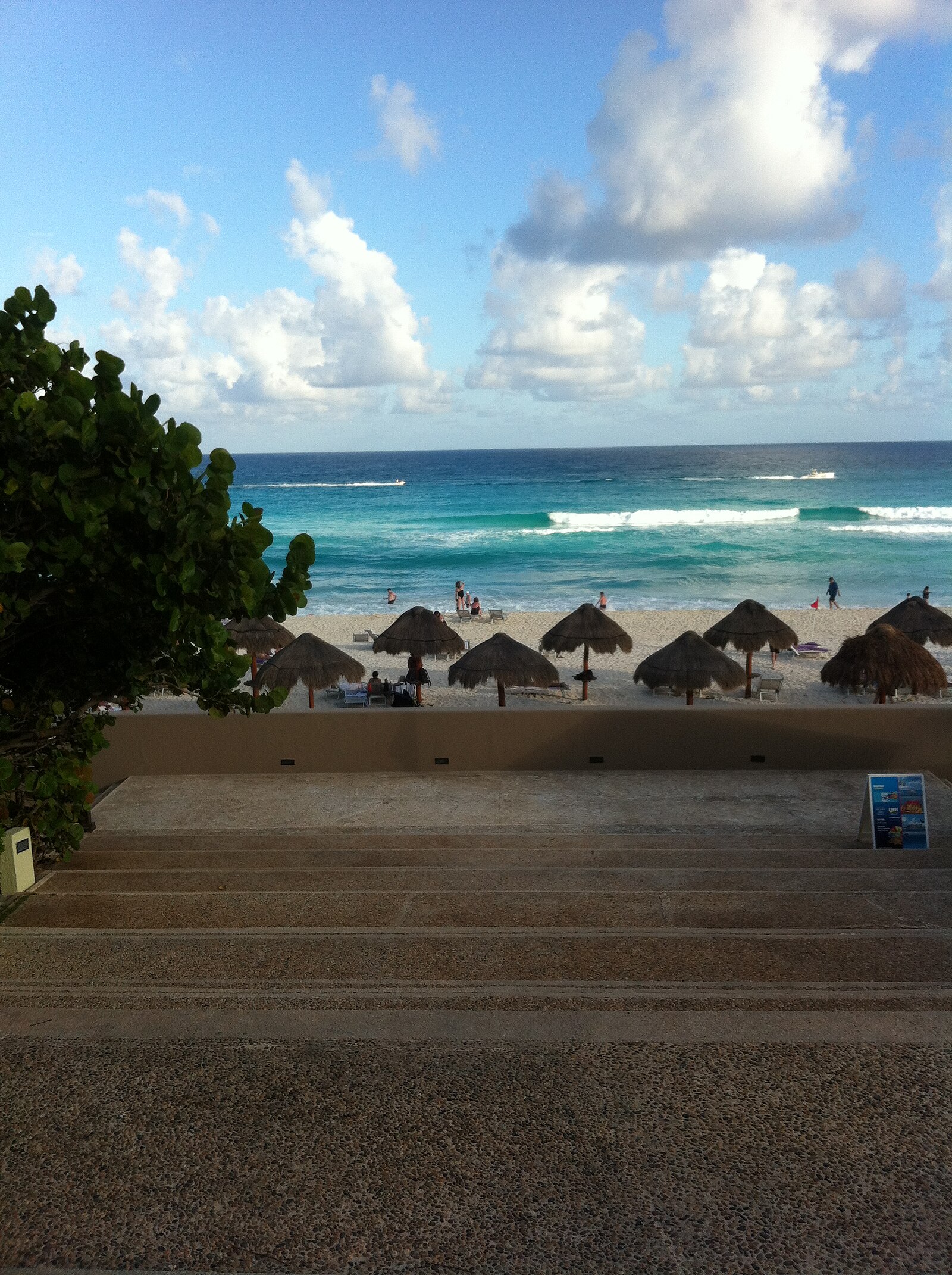 Cancun public beach palapas Mexico