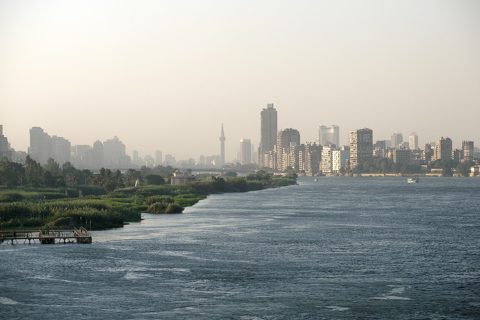The Cairo skyline along the Nile in Egypt
