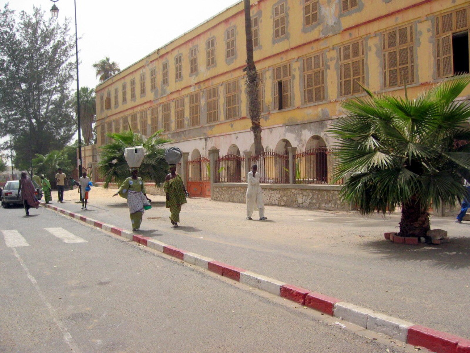 Saint-Louis Senegal street colonial buildings