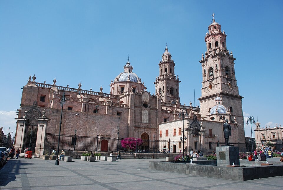 The cathedral of Morelia, capital of Michoacán, where the state prosecutor resigned
