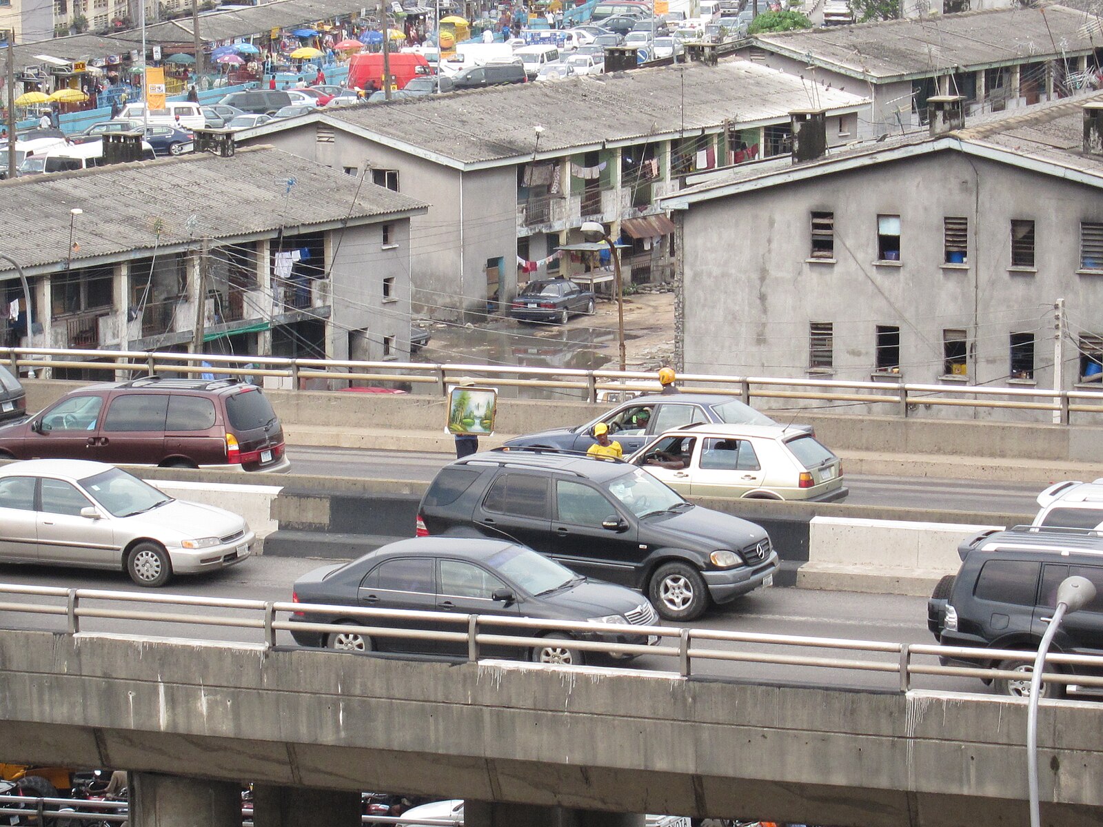 Traffic on a street in Lagos, Nigeria