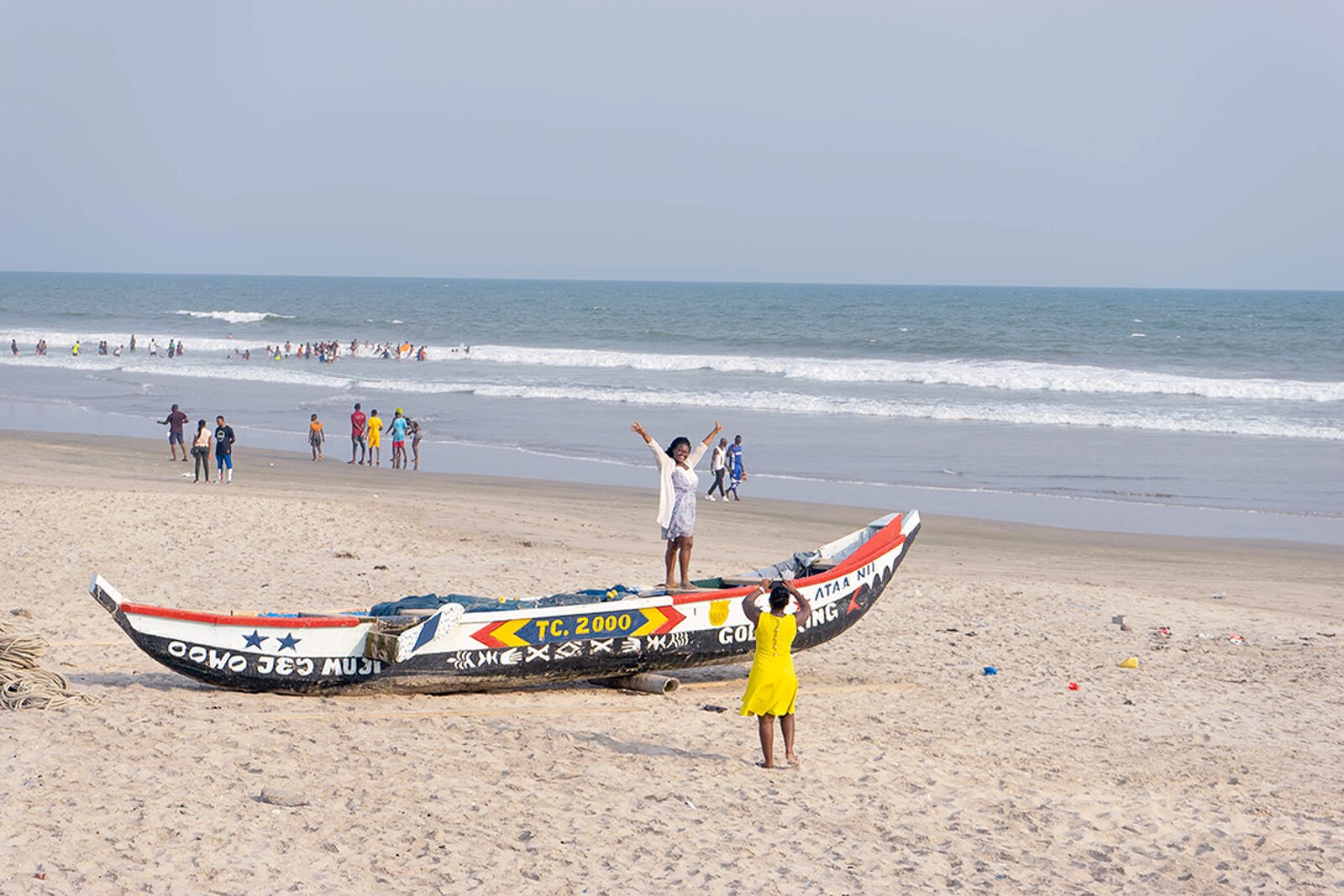Labadi beach Accra Ghana fishing canoe