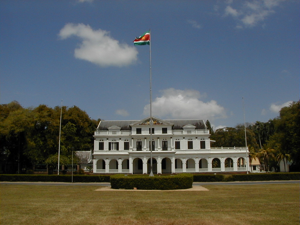 The Presidential Palace in Paramaribo, capital of Suriname, where prosecutors sought a Suriname Interpol Red Notice