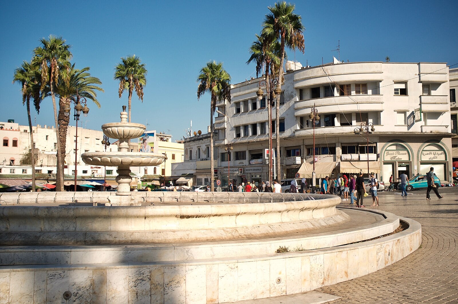 The Grand Socco square and fountain in Tangier, Morocco, site of free Tanjazz concerts