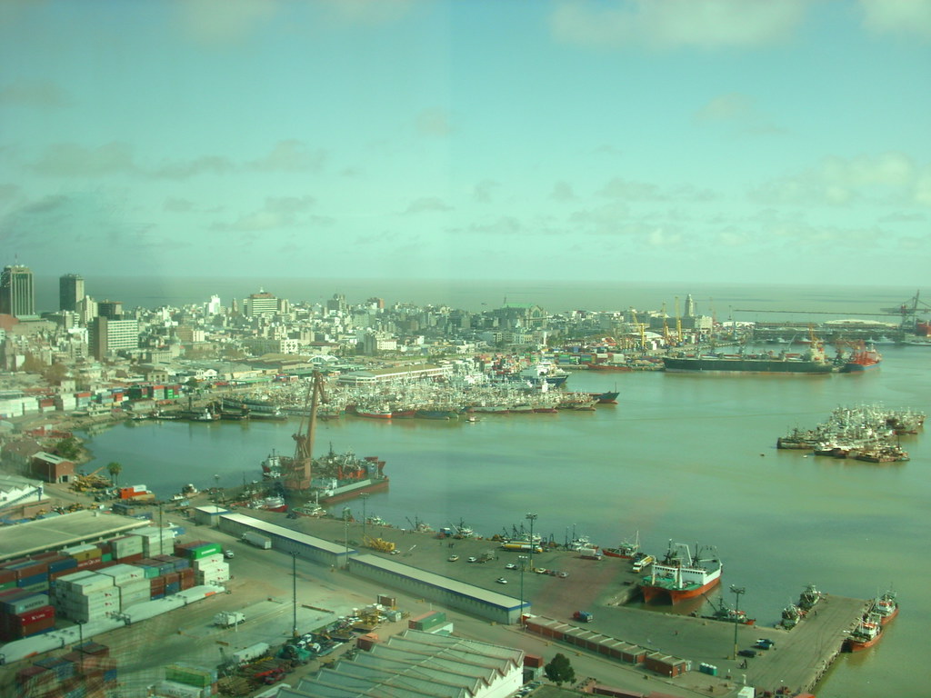 Container terminal and docks at the Port of Montevideo, target of the Uruguay port strike