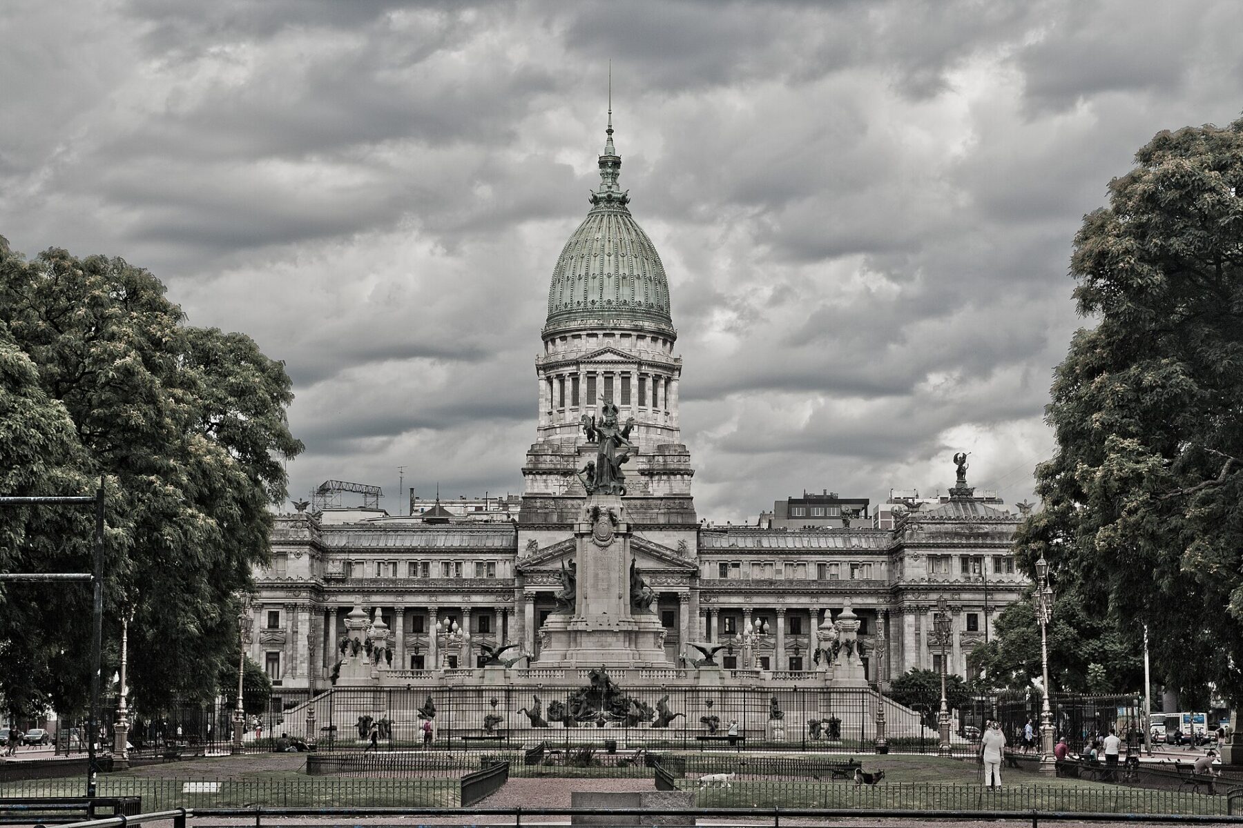 The domed facade of Argentina's National Congress building in Buenos Aires
