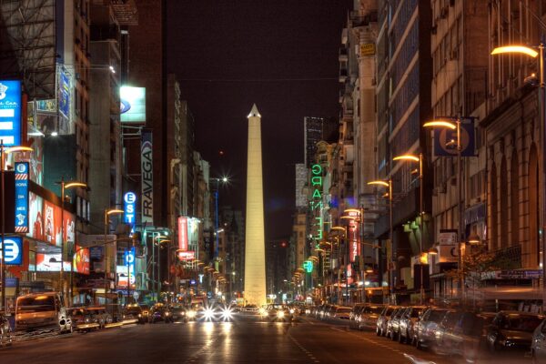 Avenida Corrientes in Buenos Aires at night