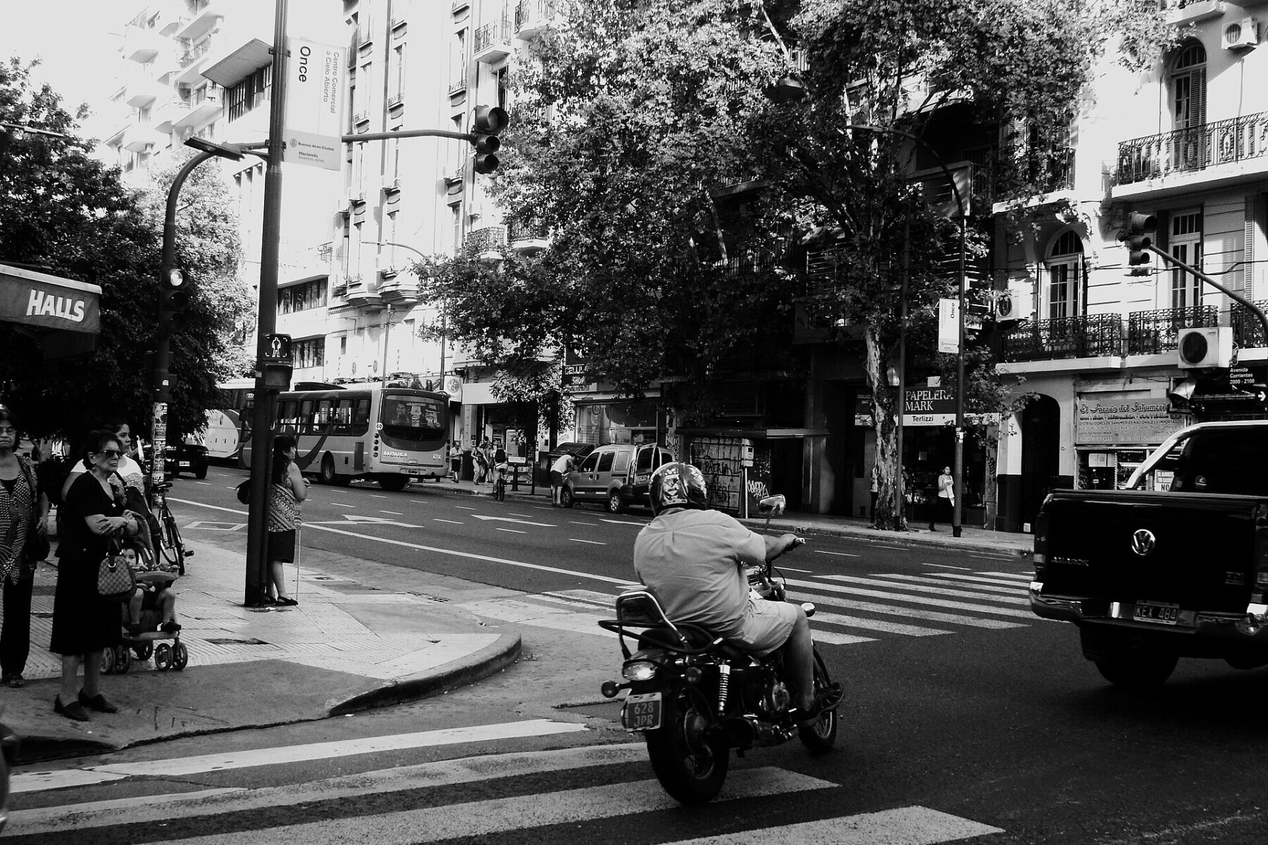 A street corner on Avenida Corrientes in Buenos Aires, Argentina