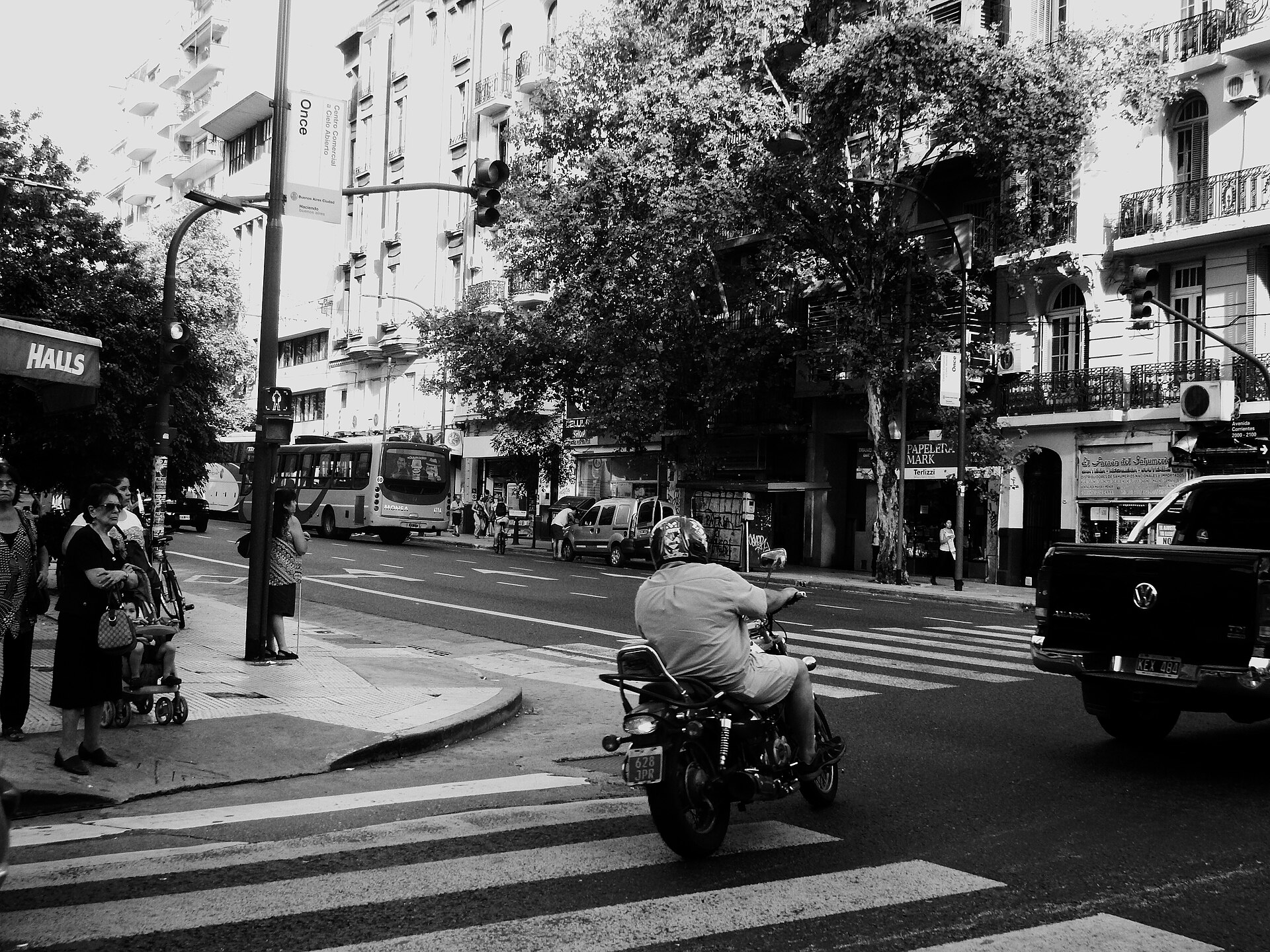 A street corner on Avenida Corrientes in Buenos Aires, Argentina