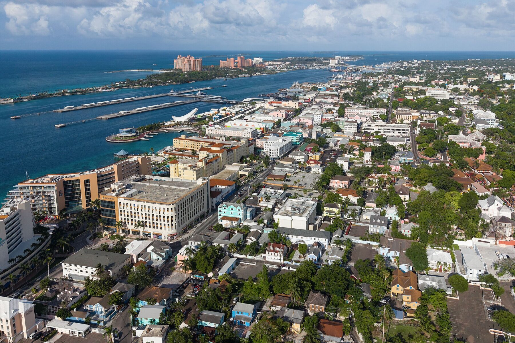 An aerial view of Nassau in the Bahamas