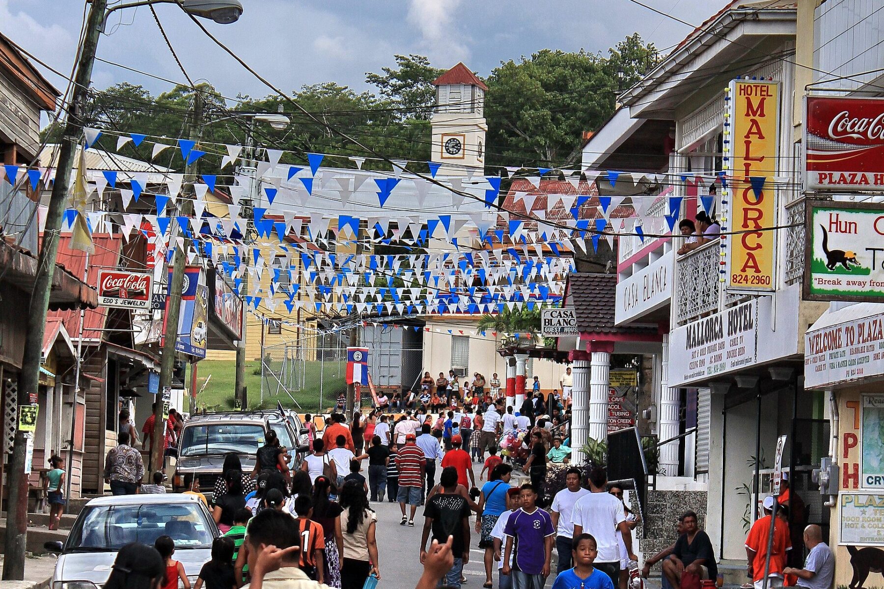 A street crowd in San Ignacio, Cayo District, Belize