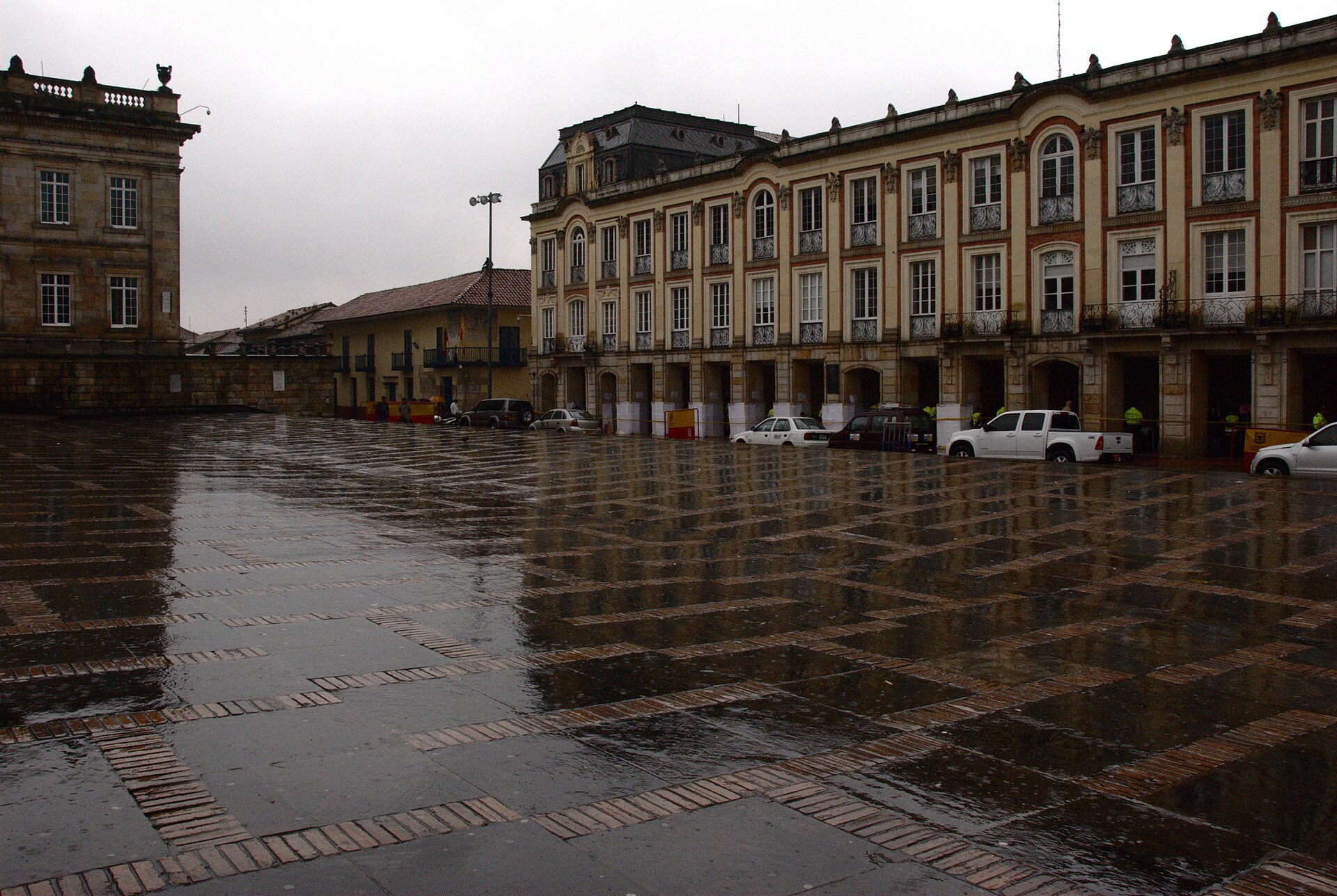 The Lievano Palace in Bogota seen in the rain