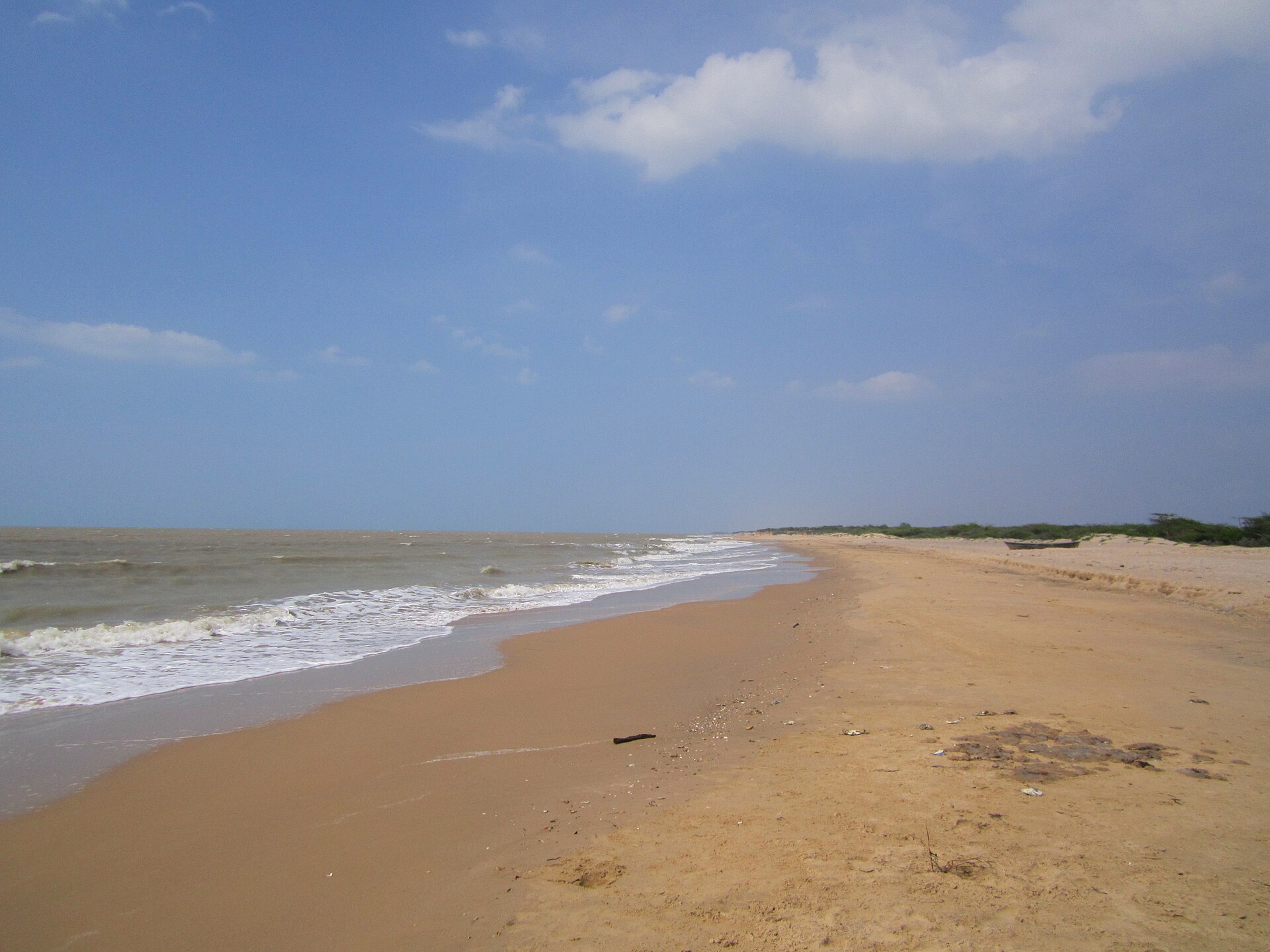 An empty beach on the Caribbean coast of La Guajira, Colombia