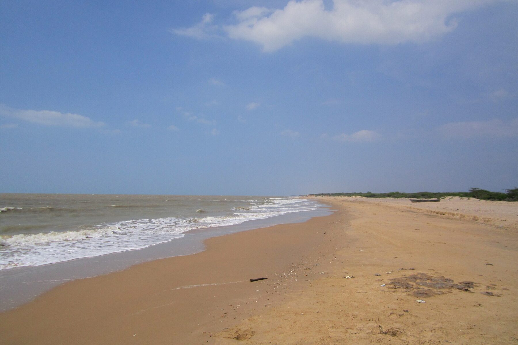 An empty beach on the Caribbean coast of La Guajira, Colombia