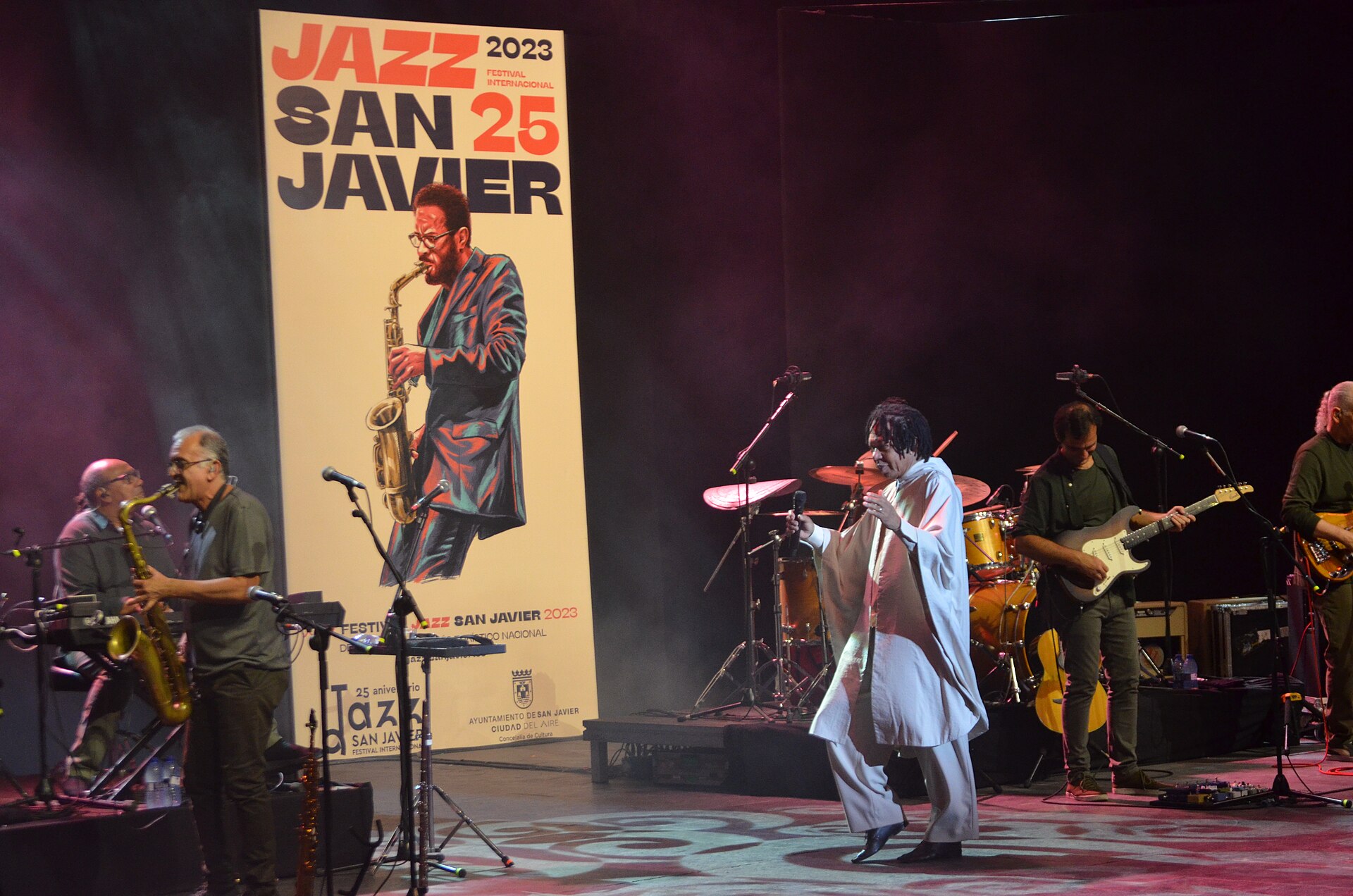 The Brazilian singer Djavan performing with his band