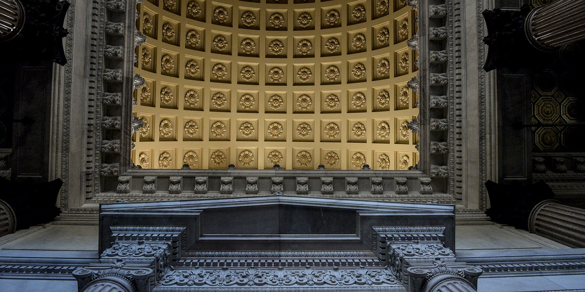 The gilded atrium ceiling of the Argentine National Congress in Buenos Aires