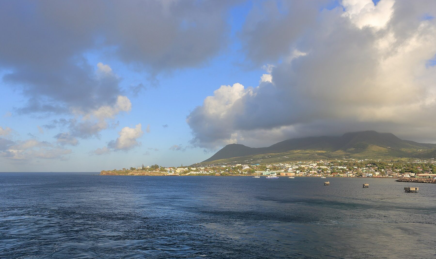 The coastline of St Kitts at dawn