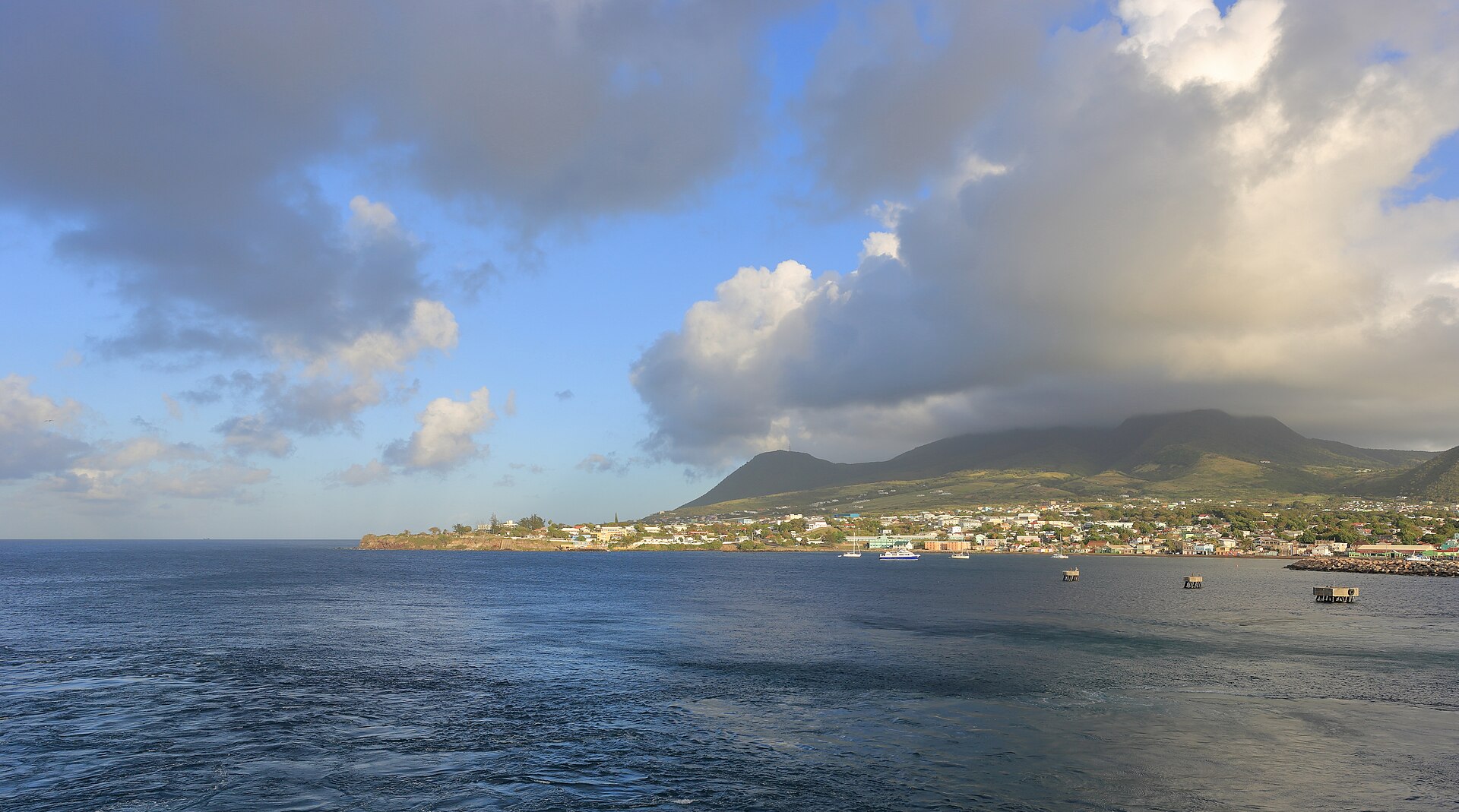 The coastline of St Kitts at dawn
