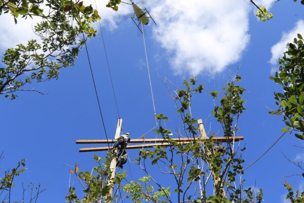 Electrical grid repair work in Guanica, Puerto Rico