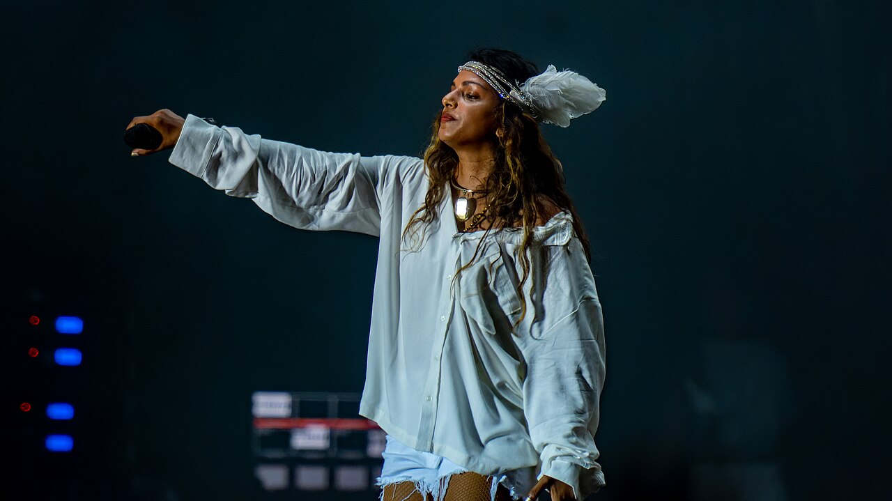 The musician M.I.A. performing on stage