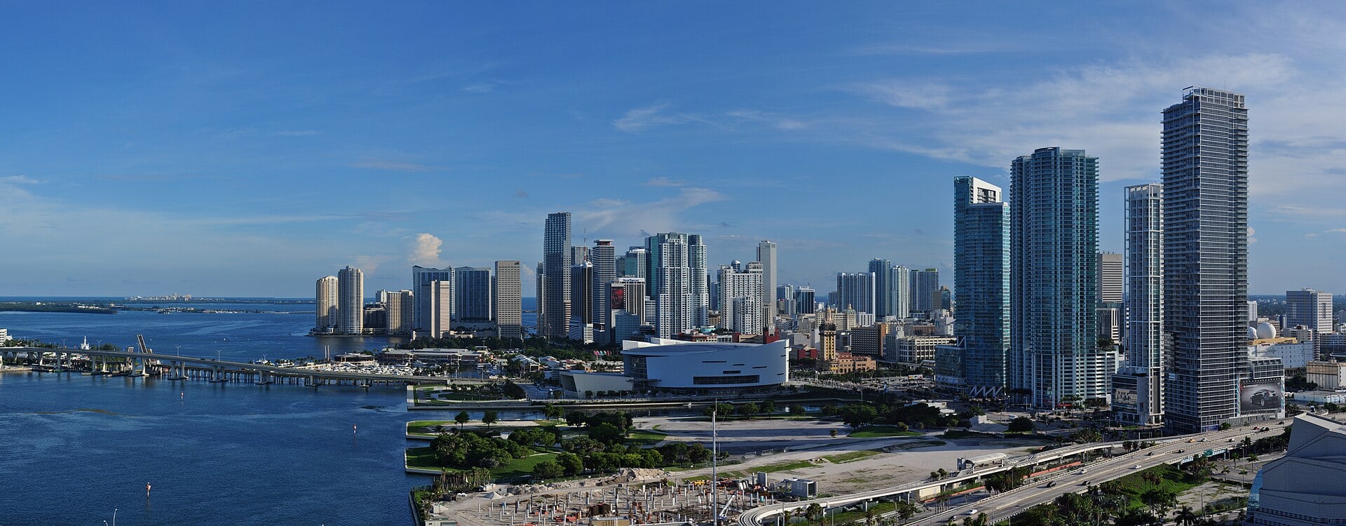 The downtown Miami skyline in Florida, United States
