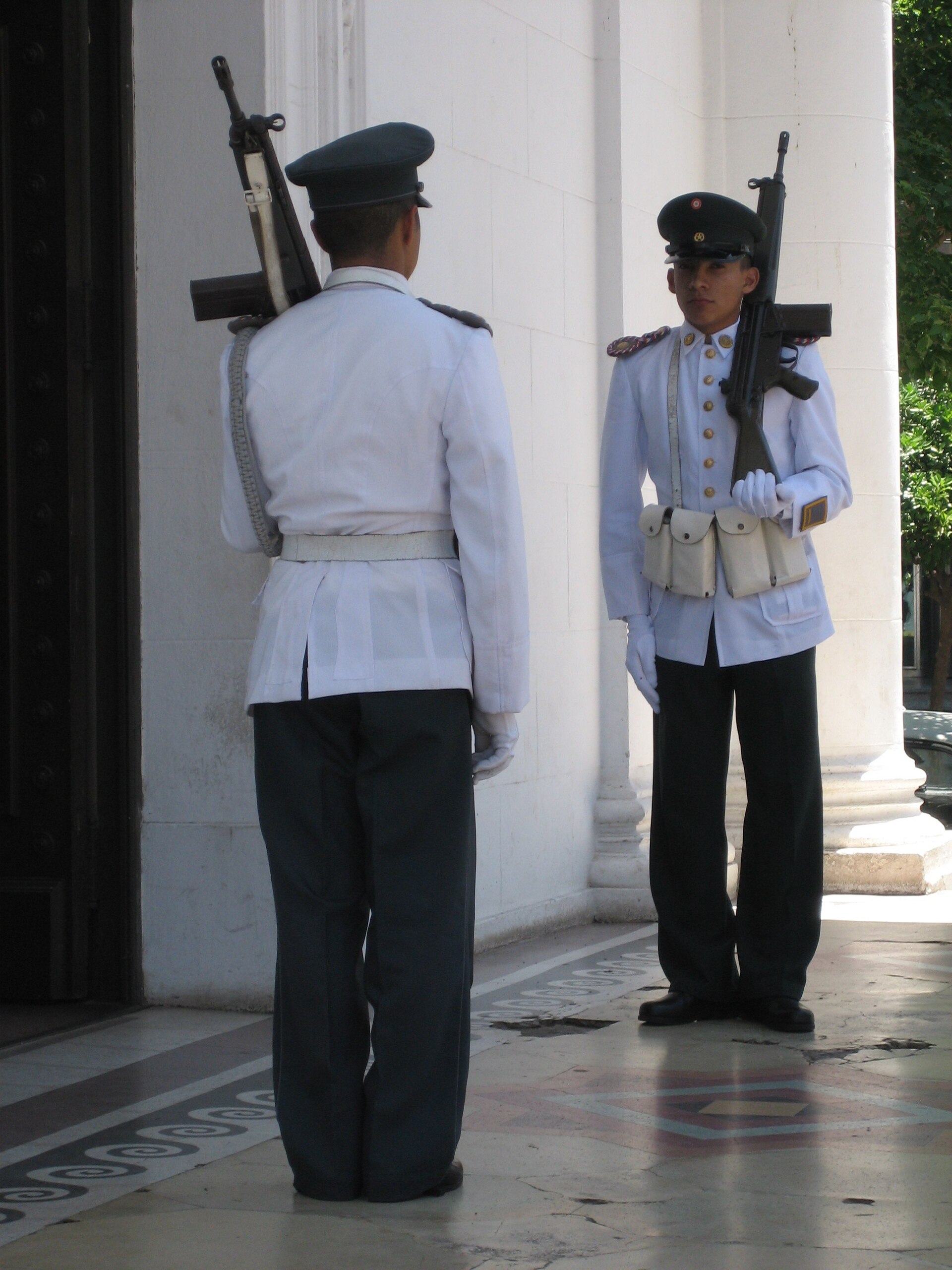 Ceremonial guards outside the National Congress building in Asuncion, Paraguay