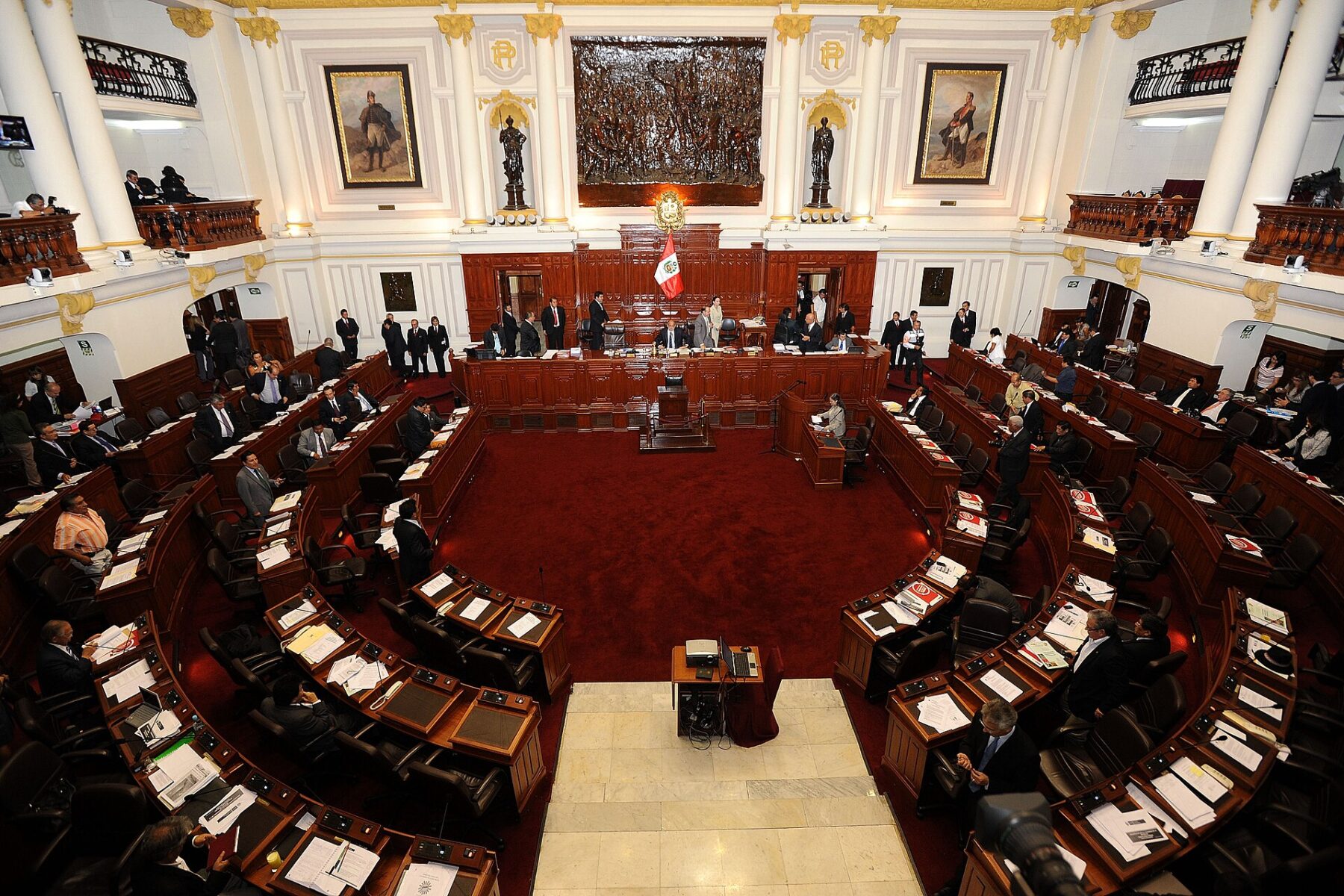 The interior of the Peruvian Congress chamber in Lima