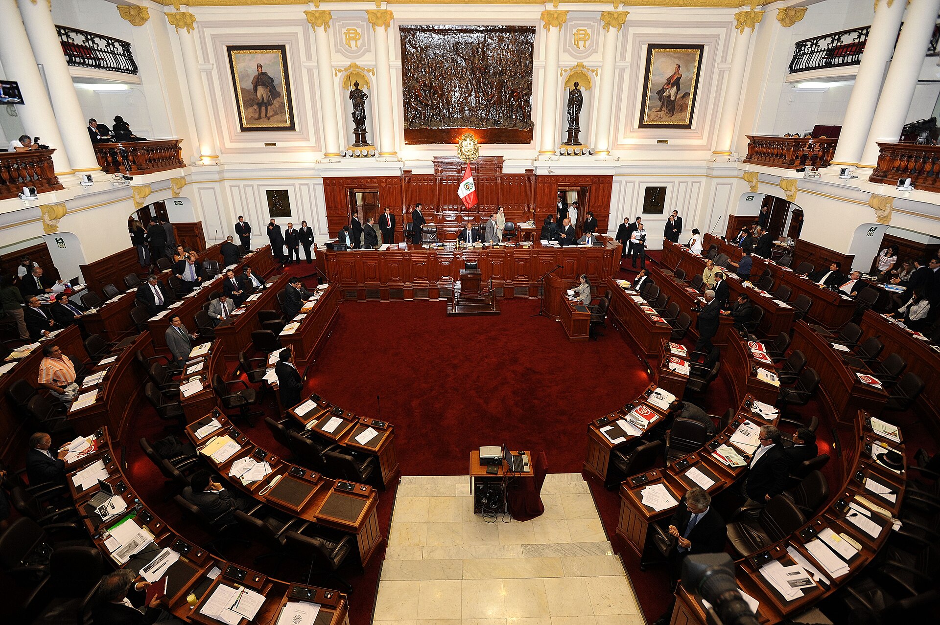 The interior of the Peruvian Congress chamber in Lima