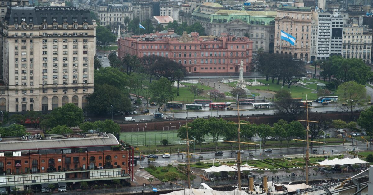 The Casa Rosada seen from Puerto Madero in Buenos Aires