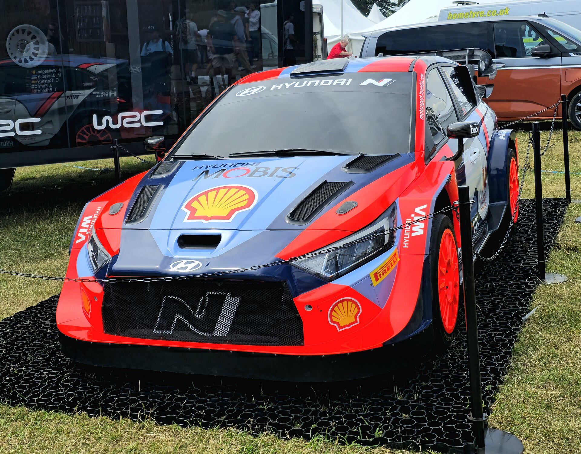 A World Rally Championship car in competition livery