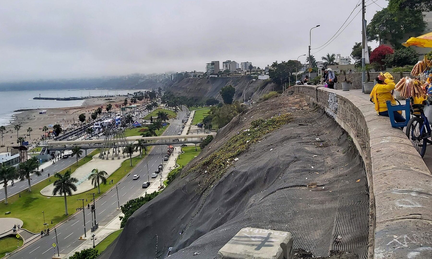 The Costa Verde coastal road and cliffs in Lima, Peru