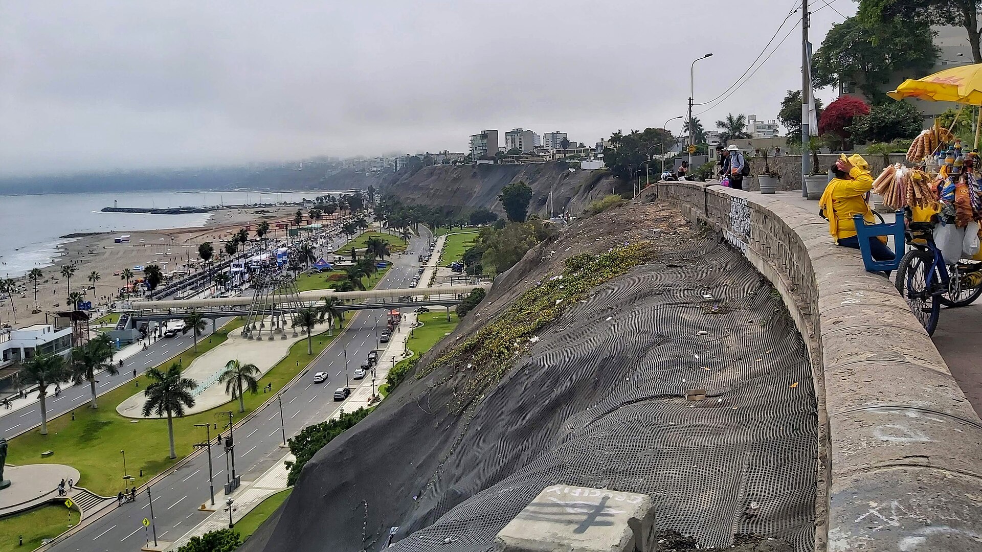 The Costa Verde coastal road and cliffs in Lima, Peru
