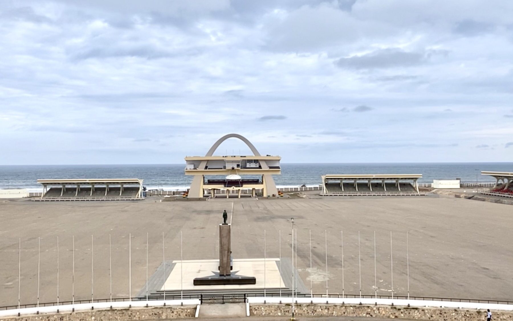 Accra's Independence Square with the Independence Arch, where the horse-racing community began its protest march