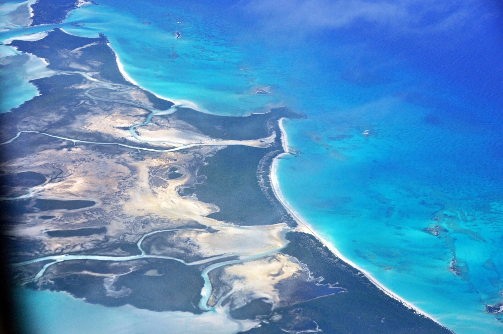 Shroud Cay in the Exuma islands from the air