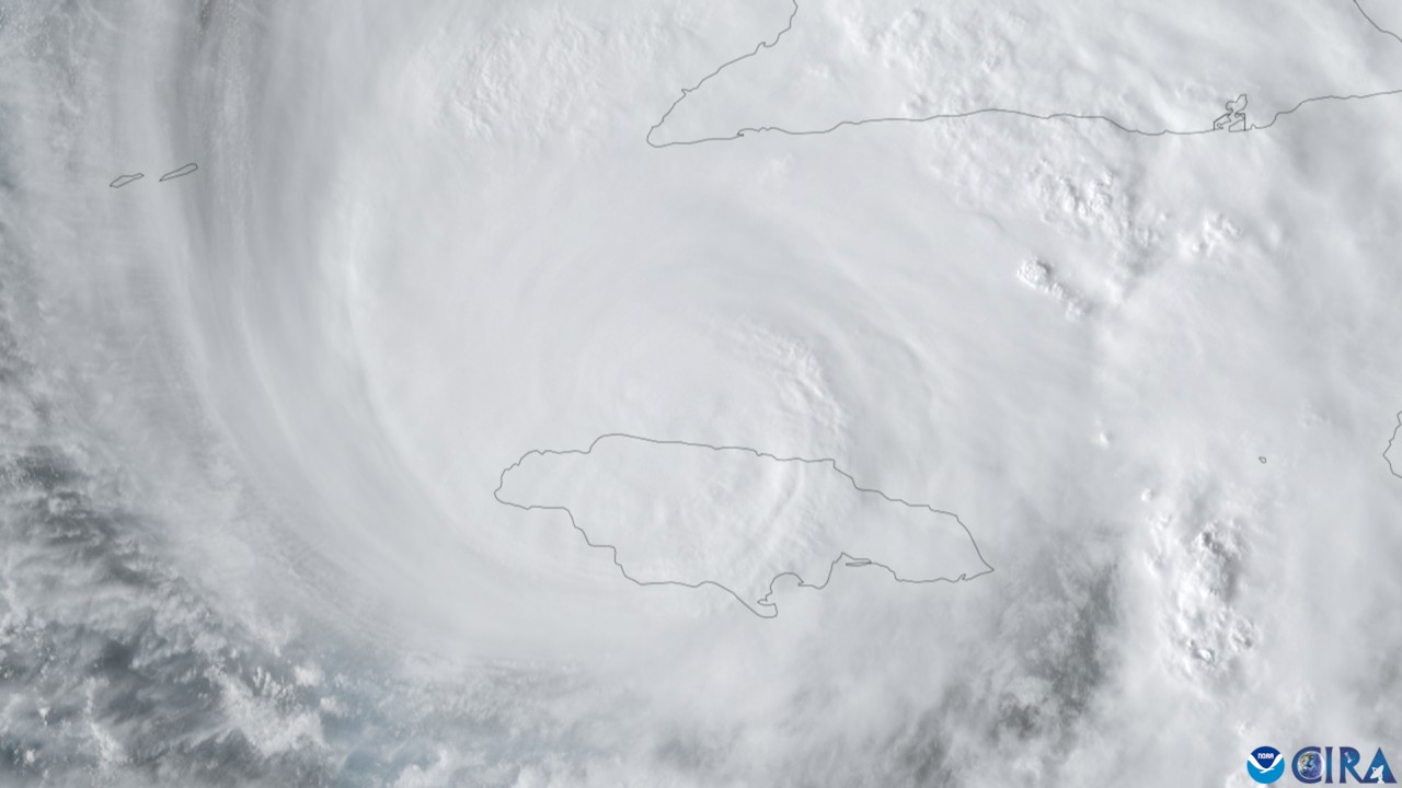 Jamaica explained 2026 — satellite image of Hurricane Melissa over Jamaica on 28 October 2025