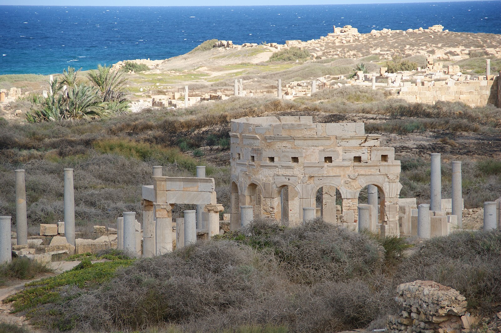 Libya explained 2026 — Roman ruins of Leptis Magna on the Mediterranean coast