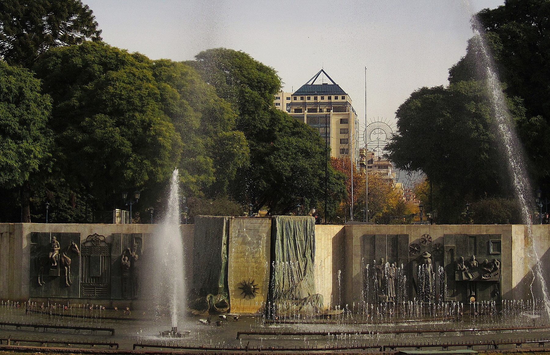 Plaza Independencia, the central square of Mendoza city, Argentina