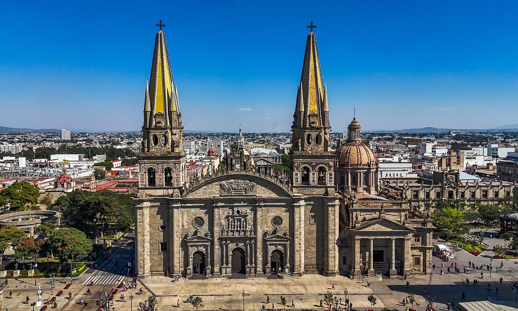 The metropolitan cathedral of Guadalajara, Jalisco, seen from above
