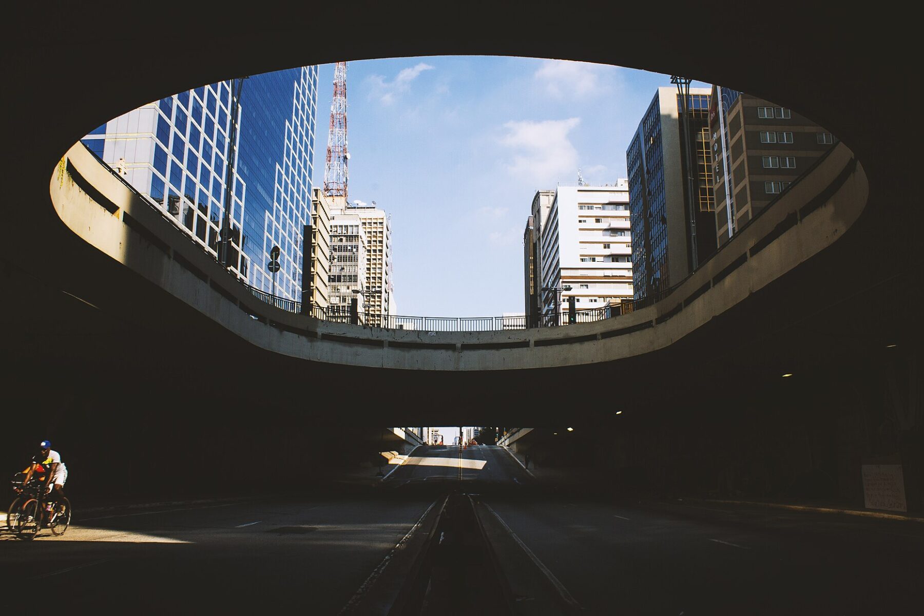 The underpass beneath Avenida Paulista in São Paulo, with office towers above it