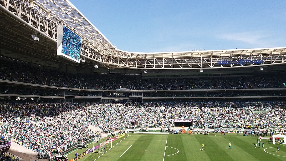 A packed Palmeiras stadium in São Paulo during a match