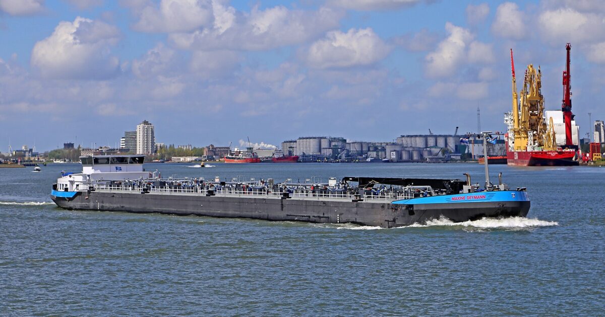 An oil tanker at sea