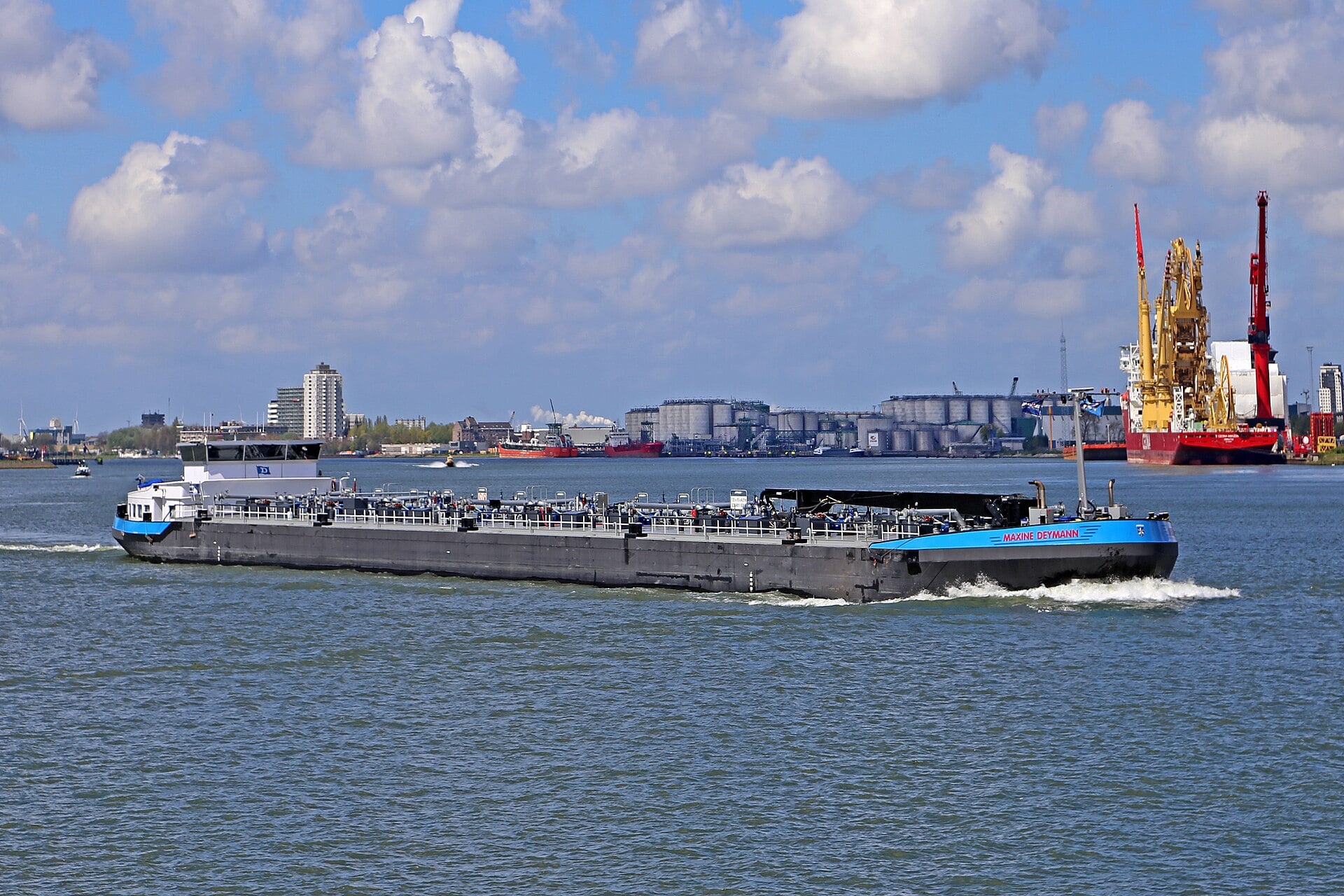 An oil tanker at sea