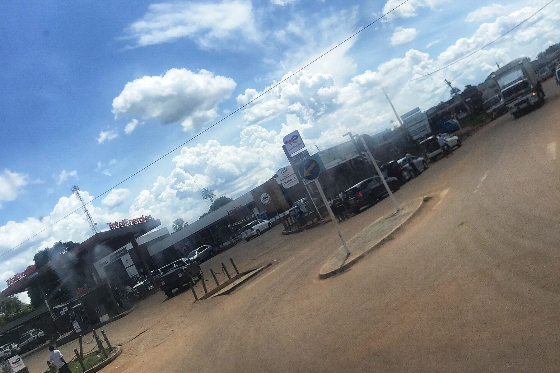 A petrol station forecourt