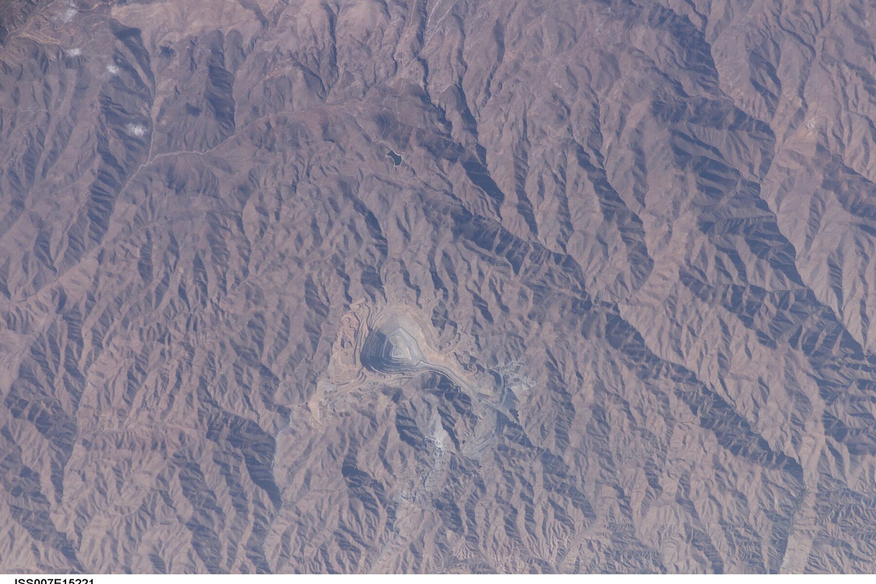 Open-pit Peru copper mining seen from the International Space Station